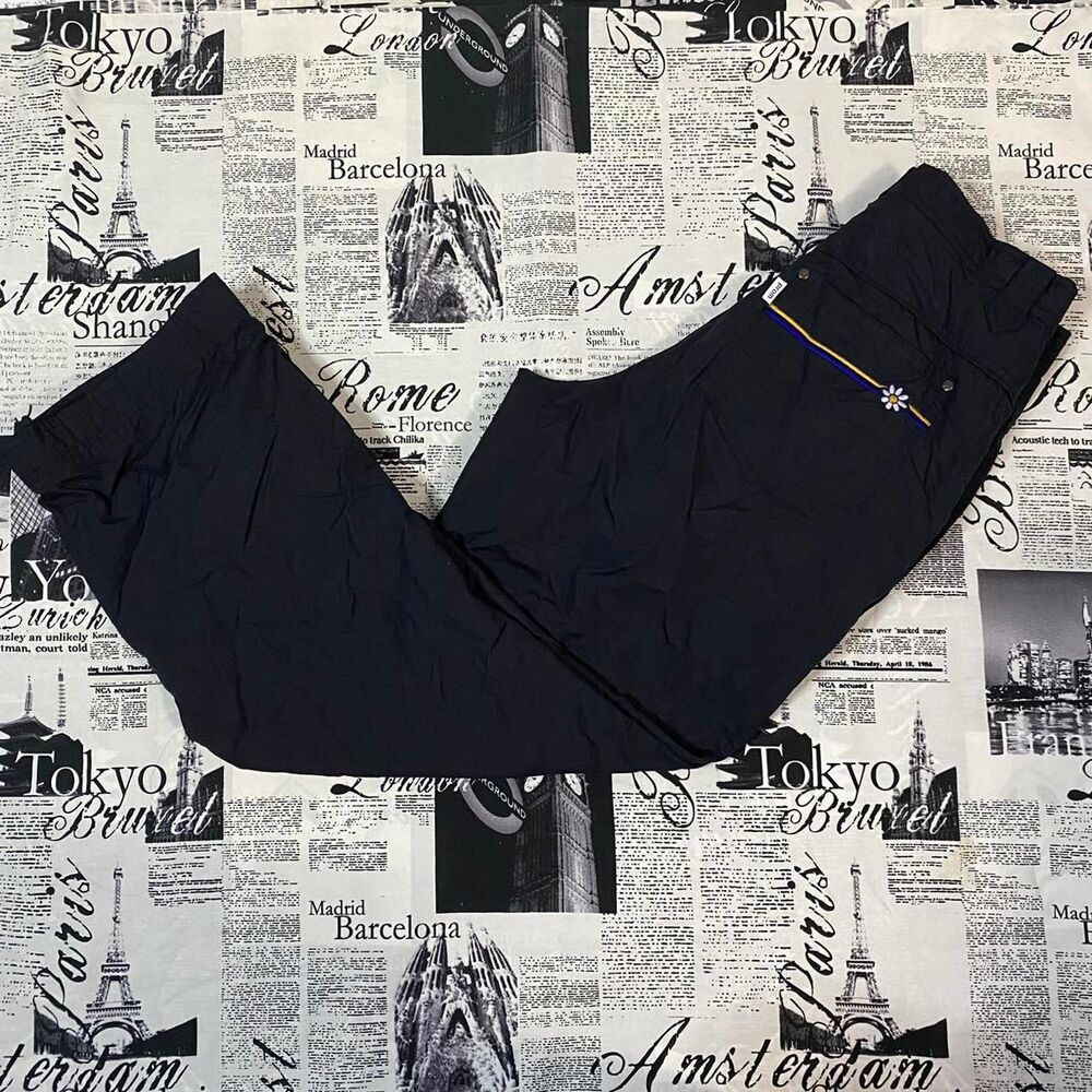 Prom Women's Black ski snow pants y2k vintage floral embroidered pants winter